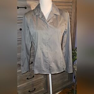 Valerie Stevens Stretch Light Gray Covered Snap-Up Shirt Sz Large Like New Cond